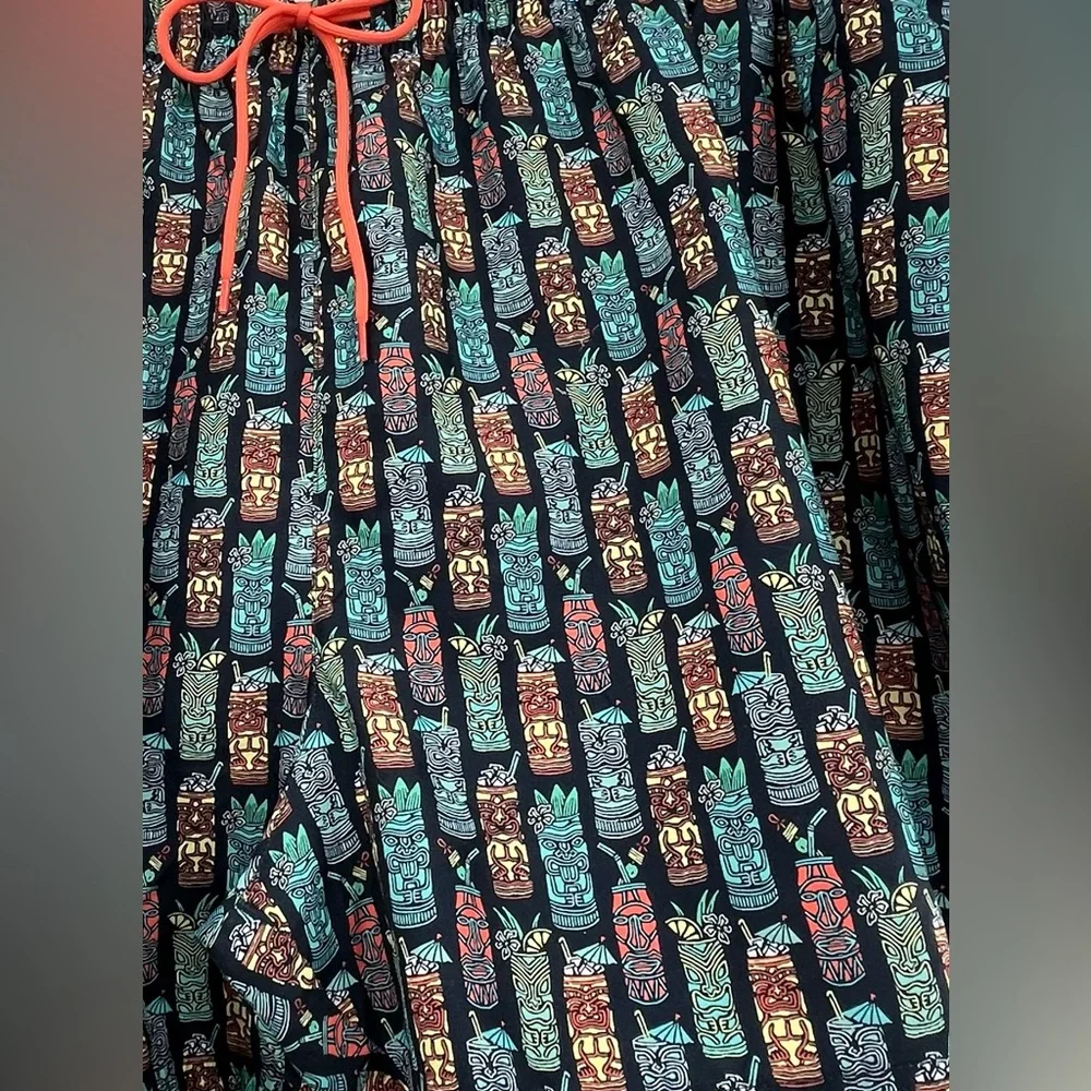 NEW Roundtree & York Caribbean Swim Trunks Mens Big Tall 4XB Tiki Navy Turquoise - Picture 2 of 12